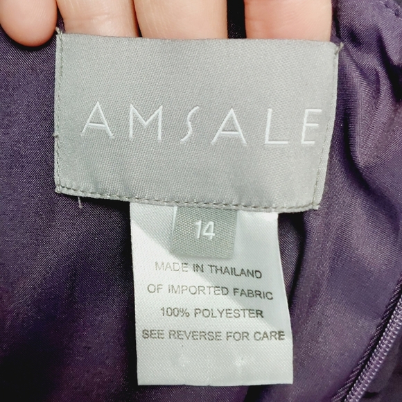 New Amsale Chiffon Sweatheart Neck Purple Pleated Long Bridesmaid Dress P4475 - Picture 7 of 9